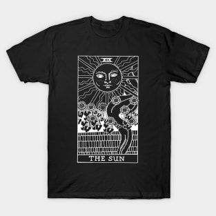 The Sun Tarot Black and White T-Shirt